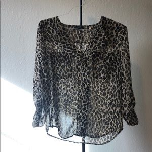 Cheetah button down blouse